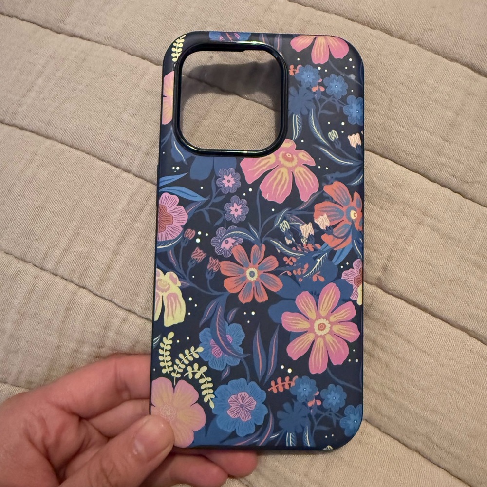 Floral Pattern Phone Case - Blue and Pink